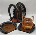Horseshoe with Cowhide Coasters