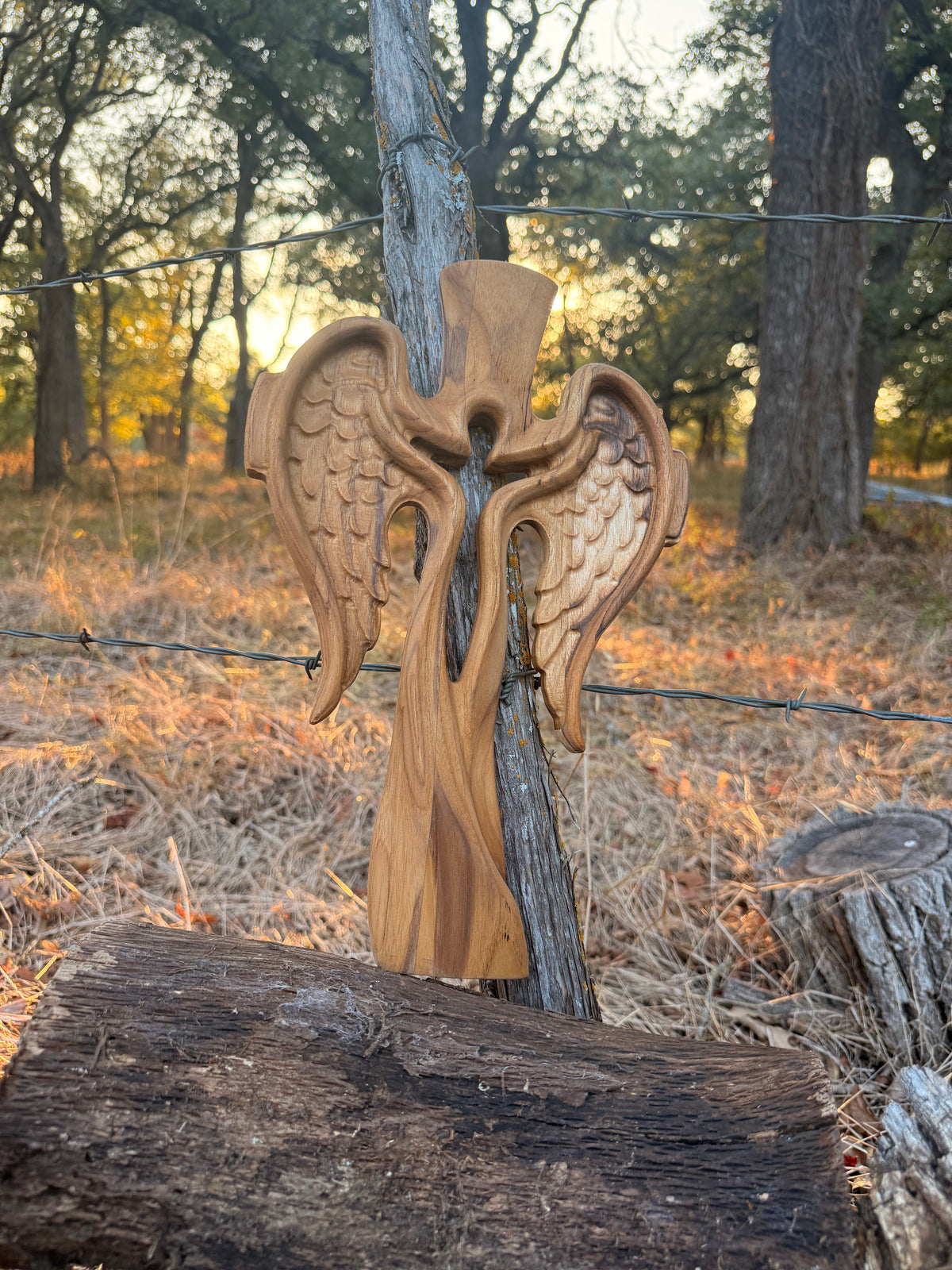 Handcrafted Wooden Angel Cross