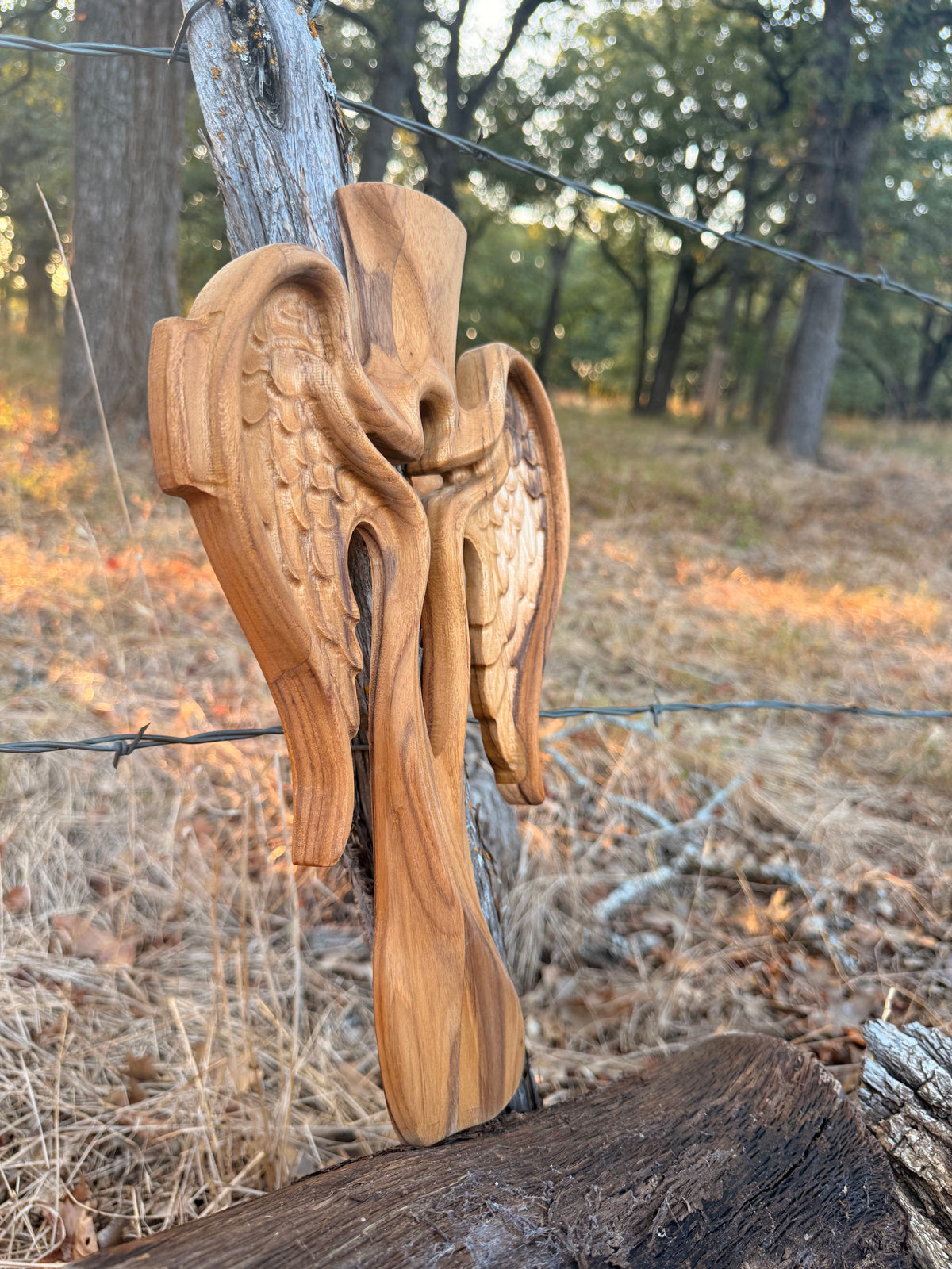Handcrafted Wooden Angel Cross
