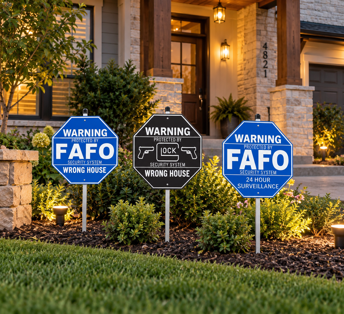 FAFO & Glock Security Warning Sign